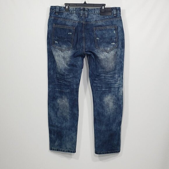 Smoke Rise  Distressed Bleached Jeans  Men's 42 X 32  Straight Leg  Relaxed - Picture 6 of 7